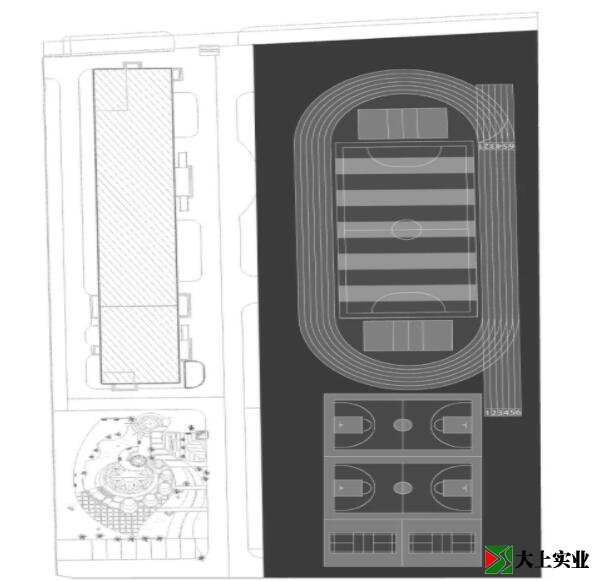 小學(xué)運(yùn)動場地面整體塑膠鋪設(shè)效果圖